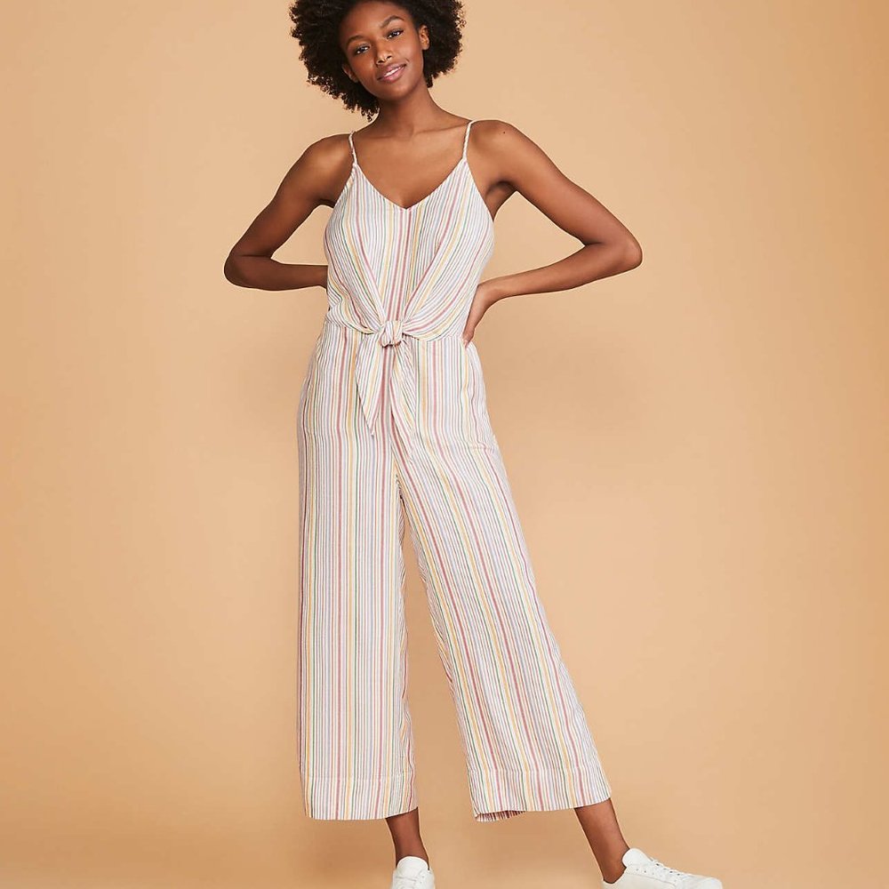 Lou & Grey Striped Tie Waist Jumpsuit